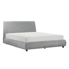 Alford Chenille California King Platform Bed in Gray