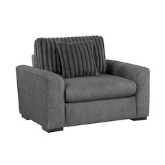 Athena Textured 3pc Set: Sofa, Loveseat, Chair in Dark Gray