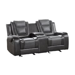 Briscoe F. Leather Dbl Gldr Rclng L.Seat in 2-Tone (L. Gray and D. Gray)