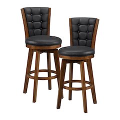 Medford Faux leather Pub Height Swivel Stool, set of 2 in Black
