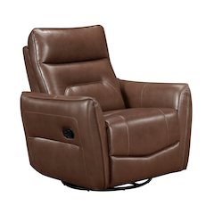 Thomas Leather Swivel Glider Reclining Chair in Toffee Brown