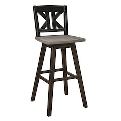 Amsonia Solid Wood Swivel Pub Height Chair, set of 2 in Gray and Black