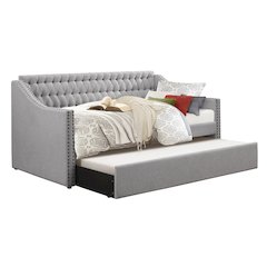 Tulney Fabric Daybed with Trundle in Gray