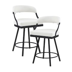 Crowley Faux leather Swivel Counter Height Chair in White