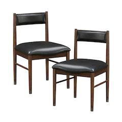 Clive Leather Dining Side Chair, Set of 2 in Black