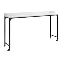 Sumter Faux Wood Over-The-Bed Desk in White and Black Metal Finish