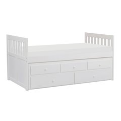 Galen Pine Twin Over Twin Trundle Bed with Two Storage Drawers in White