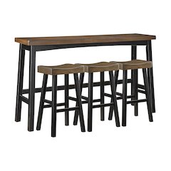 Caspian Solid Wood Pub Height Set (set of 4) in Black and Brown