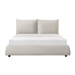 Linna Chenille Queen Platform Bed in Beige