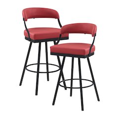 Crowley Faux leather Swivel Pub Height Chair in Red