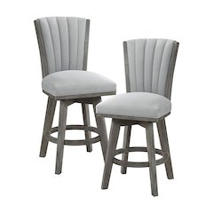 Corvallis Velvet Counter Height Swivel Stool, set of 2 in Gray