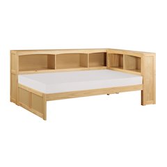 Bartly Pine Twin Bookcase Corner Bed in Natural Pine
