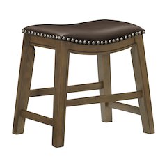 Ordway Solid Wood 18" Height Saddle Stool in Brown