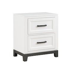 Garretson Acacia Nightstand in 2-Tone Finish (White and Metallic Gray)