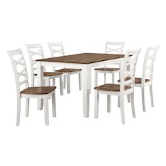 Dobson Mango Veneer Dining Set (set of 7) in Cherry and White