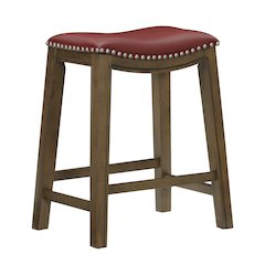 Ordway Solid Wood 24" Height Saddle Stool in Red