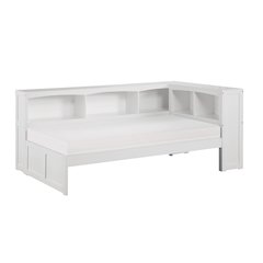 Galen Pine Twin Bookcase Corner Bed in White