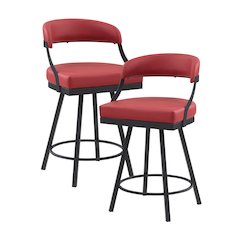 Crowley Faux leather Swivel Counter Height Chair in Red