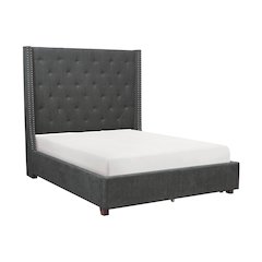 Fairborn Solid Wood Queen Platform Bed with Storage Footboard in Gray