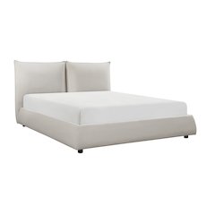 Linna Chenille Eastern King Platform Bed in Beige