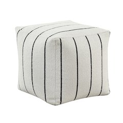 Pewter  Jacquard Pouf In Multi Color