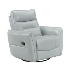 Thomas Leather Swivel Glider Reclining Chair in Aqua