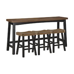 Caspian Solid Wood Counter Height Set (set of 4) in Black and Brown
