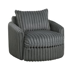 Tomball Corduroy Swivel Chair in Dark Gray