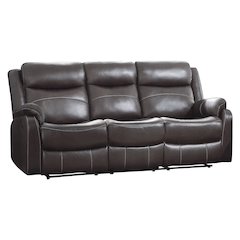 Yerba Microfiber Double Reclining Sofa in Dark Brown