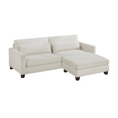 Zeke Textured 2pc Set: Sofa, Ottoman in Ivory
