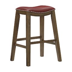Ordway Solid Wood 29" Height Saddle Stool in Red