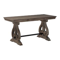 Toulon Pine Writing Desk with One Drawer in Wire-Brushed Power Glaze Oak