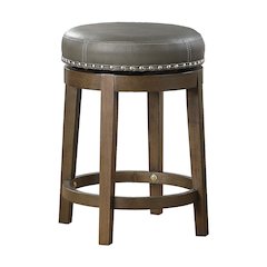 Westby Solid Wood 24" Round Swivel Stool, Set of 2 in Gray