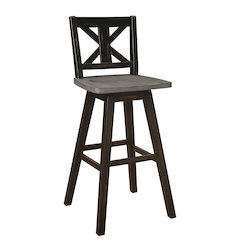 Amsonia Solid Wood Swivel Pub Height Chair, set of 2 in Gray and Black