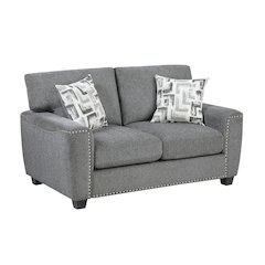 Isabel Chenille 2pc Set: Sofa, Loveseat in Dark Gray