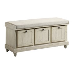 Woodwell Asian Hardwood Storage Bench in Beige