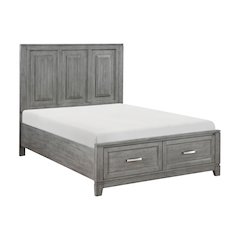 Garretson Acacia Full Platform Bed with Footboard Storage in Gray