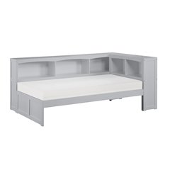 Orion Pine Twin Bookcase Corner Bed in Gray