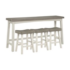 Caspian Solid Wood Counter Height Set (set of 4) in White and Coffee