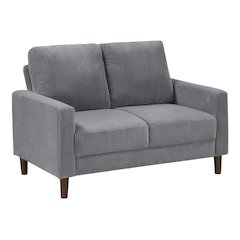 Crandall Corduroy 2pc Set: Sofa, Loveseat in Gray