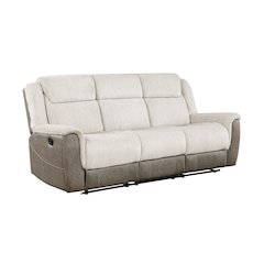 Harriette Chenille Double Reclining Sofa in Beige