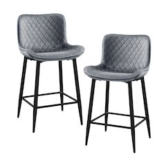 Nya Velvet Counter Height Chair in Dark gray