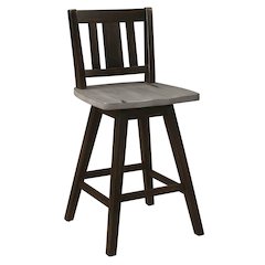 Amsonia Wood Swivel Counter Height Chair, set of 2 in Gray and Black