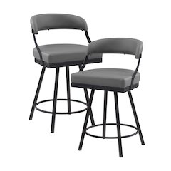 Crowley Faux leather Swivel Counter Height Chair in Gray