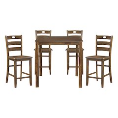 Stowe Asian Hardwood 5-Piece Pack Counter Height Set in Walnut