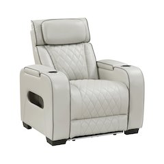 Fairway Faux Leather Power Reclining Chair with Power Headrest in Taupe