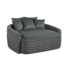 Tomball Corduroy Oversized Chaise Lounge in Dark Gray