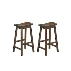 Saddleback Solid Wood 29" Height Stool, Set of 2 in Cherry Finish