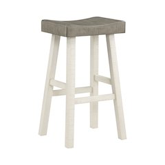 Caspian Solid Wood 29" Stool in White and Coffee Finish