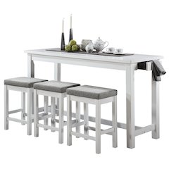 Connected Velvet Counter Height Set (Set of 4) in White Finish